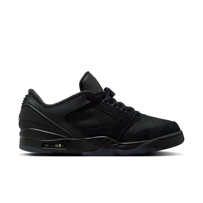 Jordan men’s athletic sneakers, black lace-up profile with visible air unit