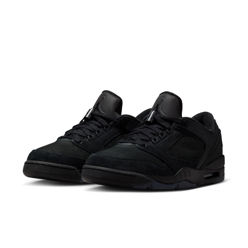 Jordan men’s athletic sneakers, black pair view with low-profile lace-up