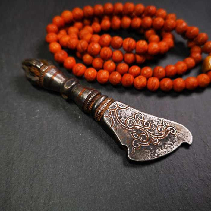 Kartika Knife 3.9" - Tibetan Buddhist art, detailed view