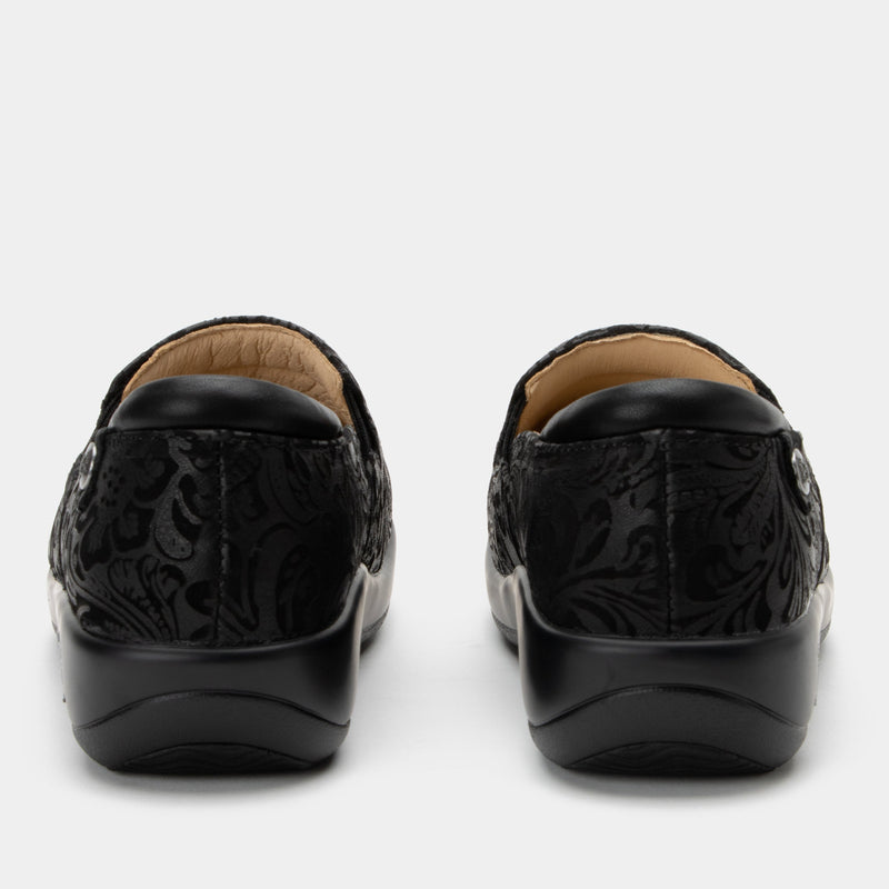 Keli Black Embossed Paisley Professional Shoe | Alegria Shoes