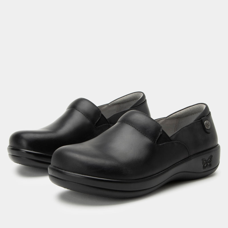Keli Oiled Black slip on style shoe with career casual outsole - KEL-7582_S1