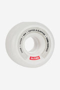 White frosted Kerbo Street Cruiser wheel with a red Globe logo on the rim