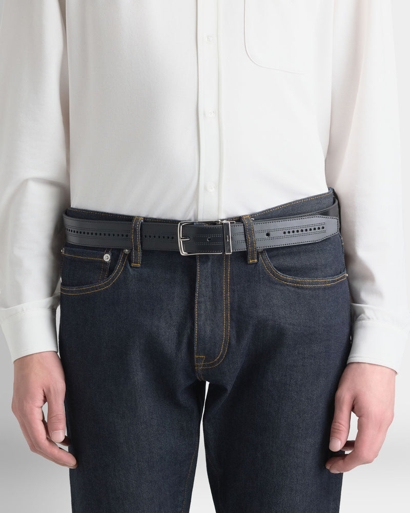 Ketter 35 mm Adjustable And Reversible Belt in Black And Ebano Leather