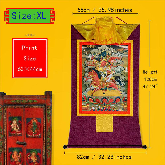 King Gesar གེ་སར - Tibetan thangka painting, close-up detail