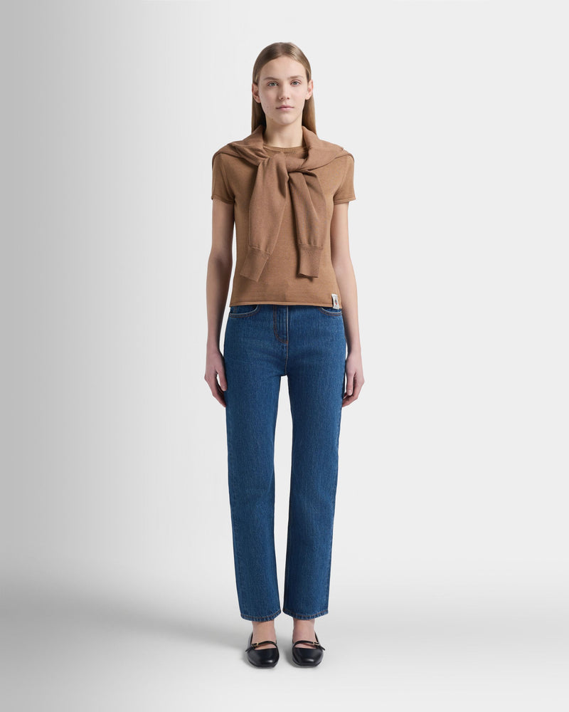 Knit Top in Camel Cotton And Silk