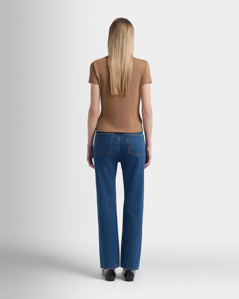 Knit Top in Camel Cotton And Silk