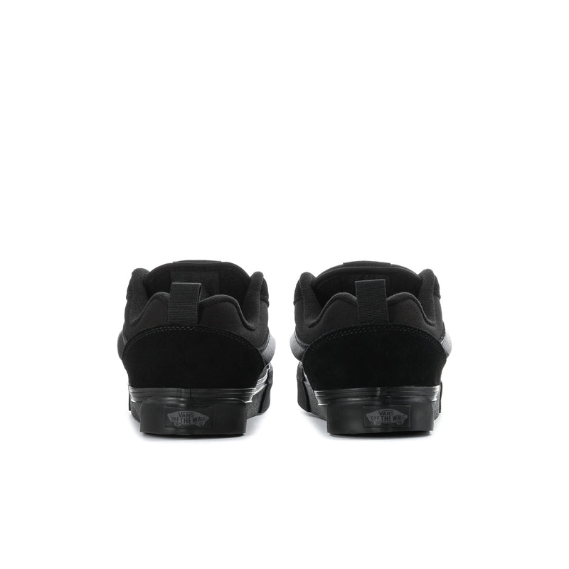 Women's Knu Skool sneakers in dark suede, heel view with pull tab and lace-up