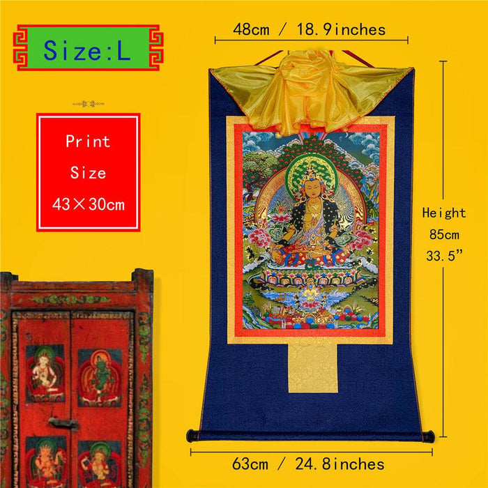 Ksitigarbha,the Bodhisattva of Hell-beings - Tibetan thangka painting, view 4