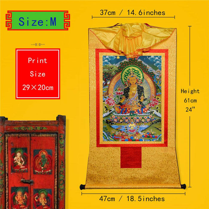 Ksitigarbha,the Bodhisattva of Hell-beings - Tibetan thangka painting, view 5