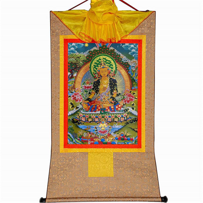 Ksitigarbha,the Bodhisattva of Hell-beings - Tibetan thangka painting, view 7