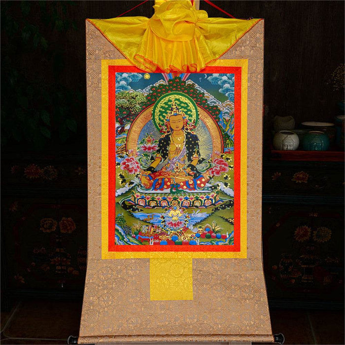 Ksitigarbha,the Bodhisattva of Hell-beings - Tibetan thangka painting, view 8