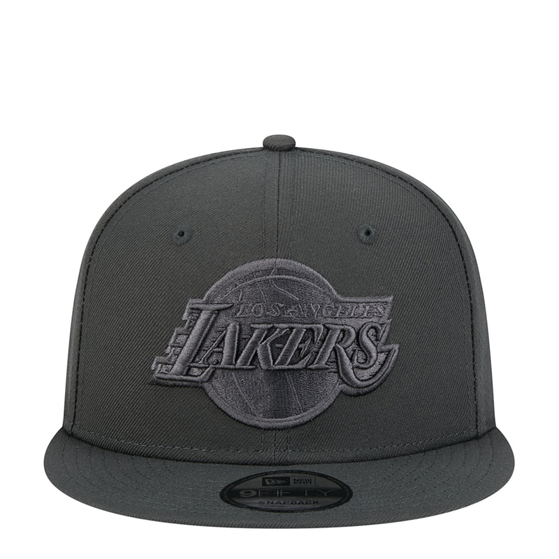 Dark gray Los Angeles Lakers tonal logo baseball cap with flat brim