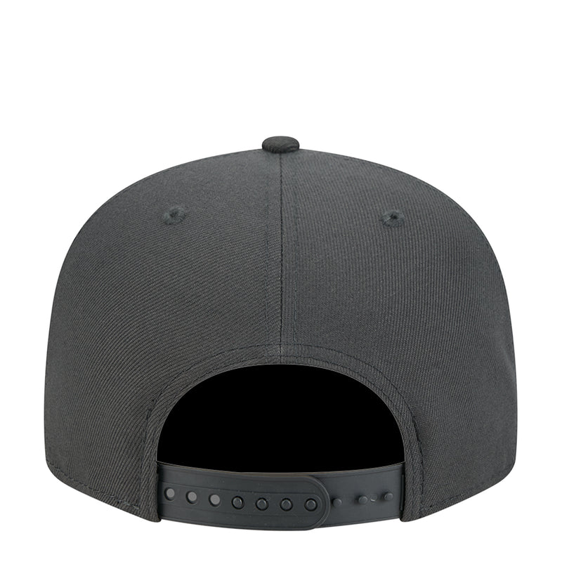 Dark gray snapback baseball cap with Lakers logo and open back panel