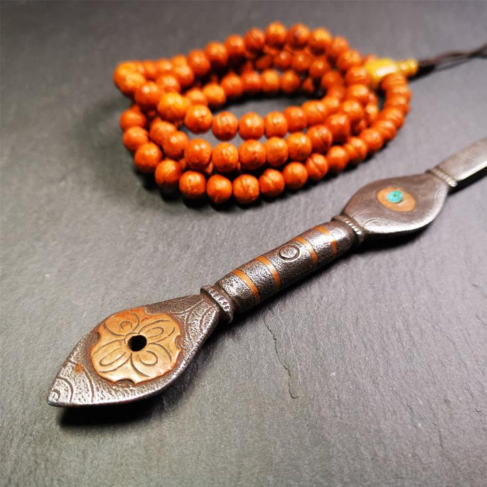 Large Size Offering Spoon 7.5" - Tibetan Buddhist art, detailed view