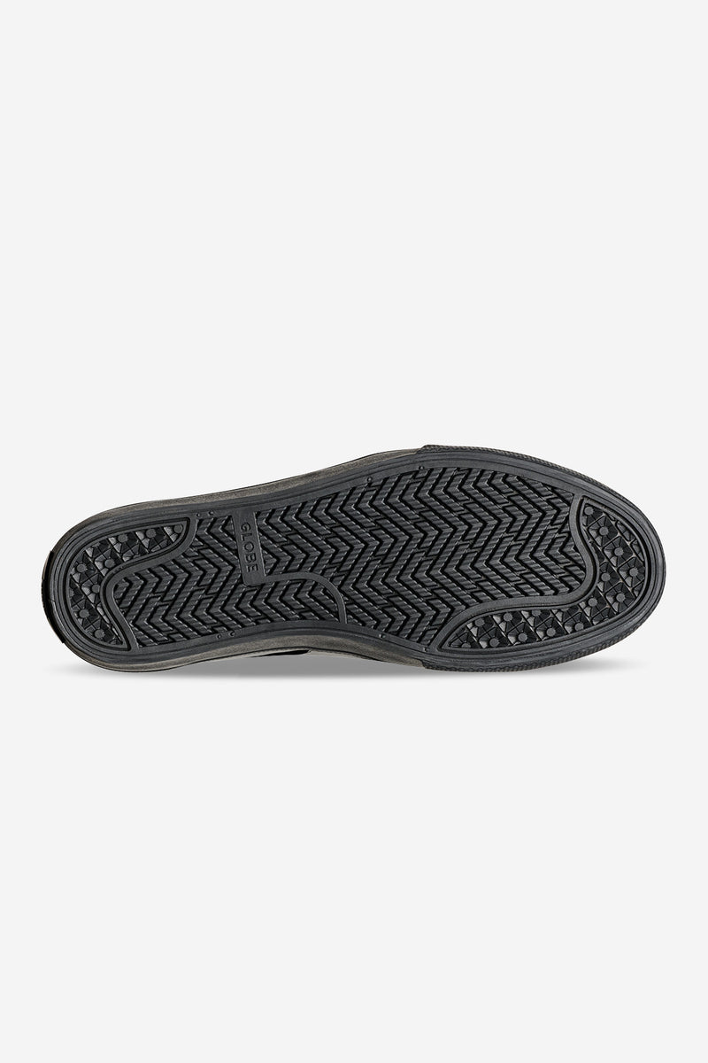 Bottom view of the Liaizon outsole showing a herringbone tread pattern and Globe branding
