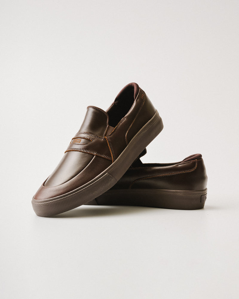 Beige brown leather Chelsea style boot with elastic side panel and pull tab