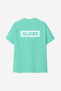 Mint Living Low Velocity tee back view with large white GLOBE logo