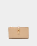 Lock Me Long Wallet in Light Beige Grained Leather