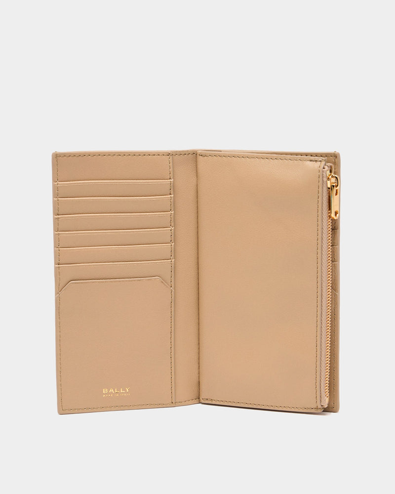Lock Me Long Wallet in Light Beige Grained Leather