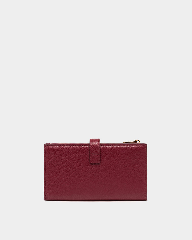 Lock Me Long Wallet in Ruby Red Grained Leather