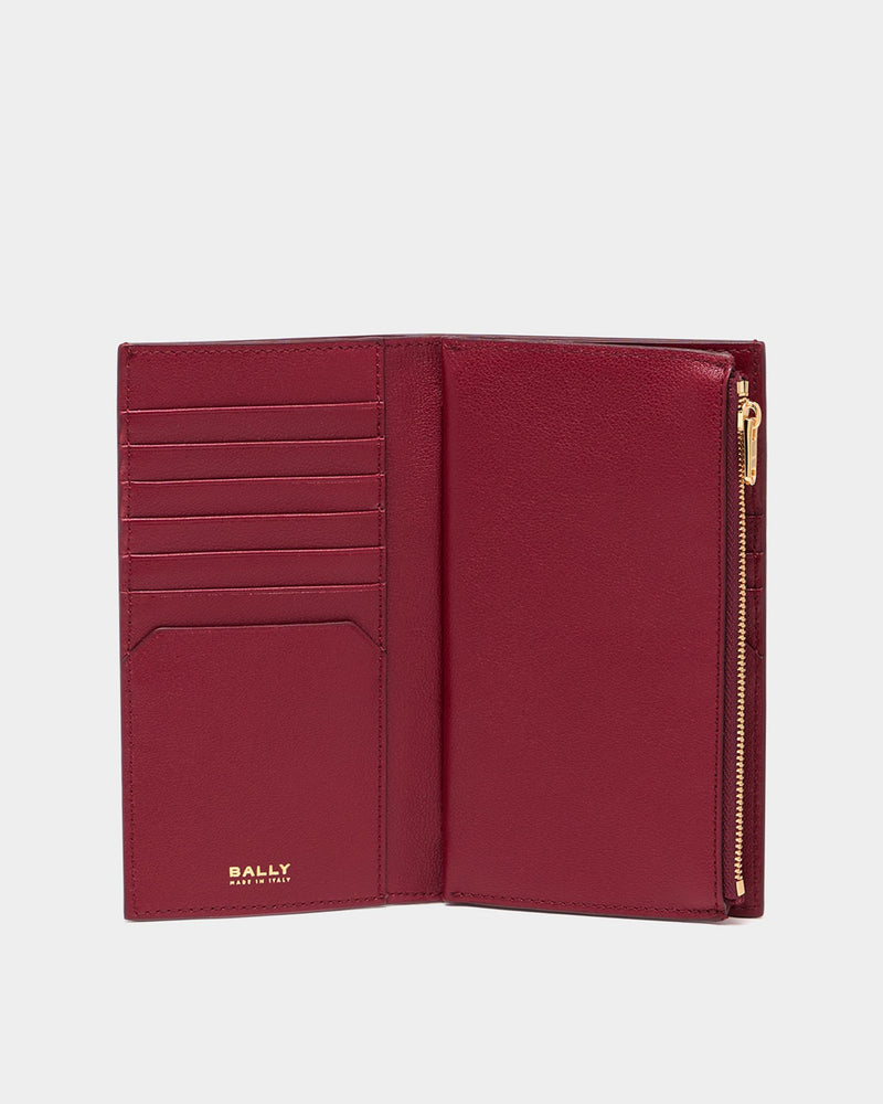 Lock Me Long Wallet in Ruby Red Grained Leather