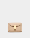 Lock Me Wallet in Light Beige Grained Leather