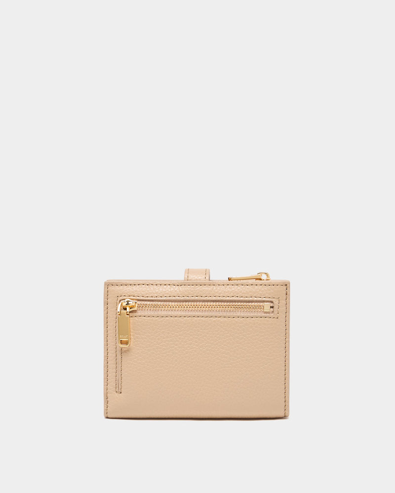 Lock Me Wallet In Light Beige Grained Leather