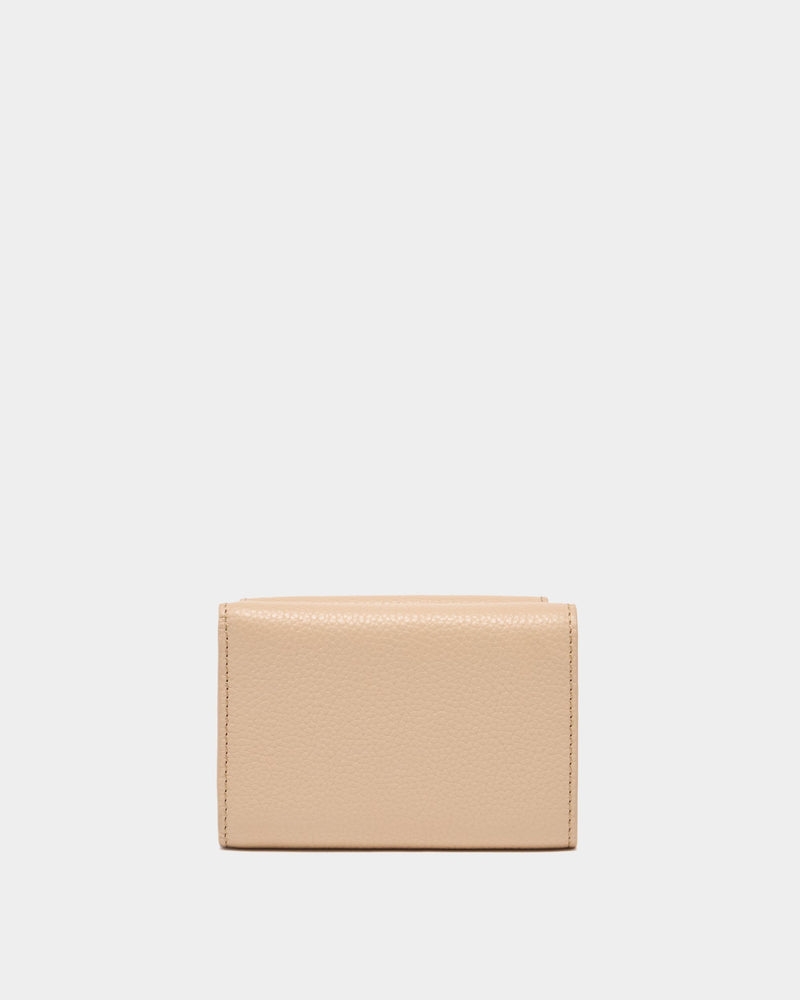 Lock Me Wallet in Light Beige Grained Leather