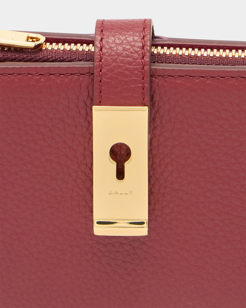 Lock Me Wallet in Ruby Red Grained Leather