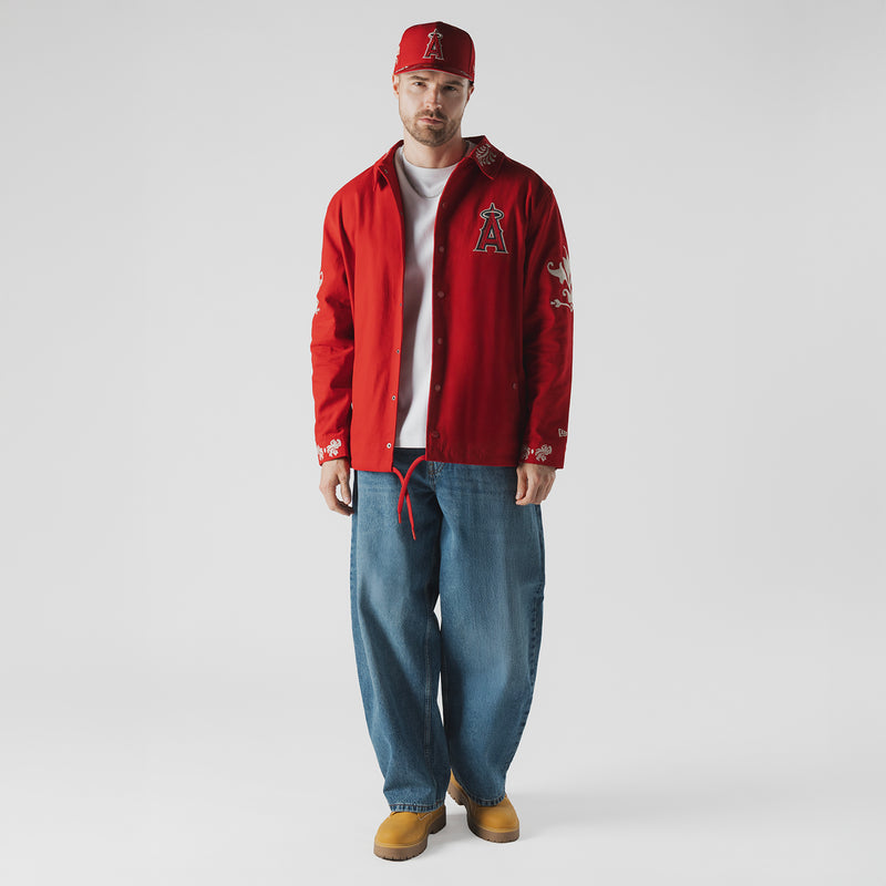 Men's red Angels A logo jacket with long sleeves and drawstring waist hem