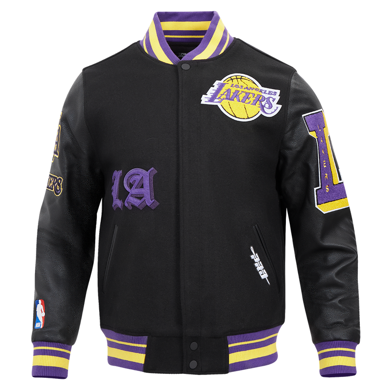 LOS ANGELES LAKERS OLD ENGLISH RIB WOOL VARSITY JACKET