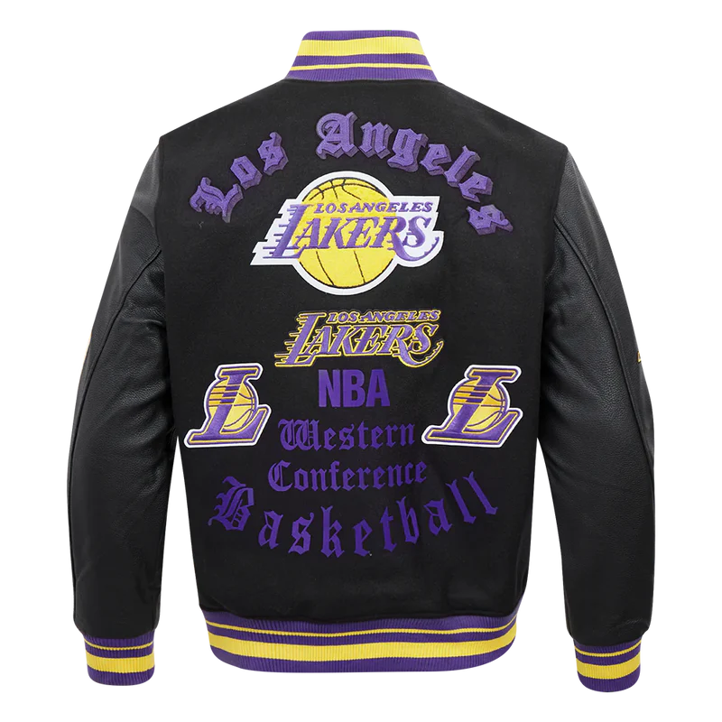 LOS ANGELES LAKERS OLD ENGLISH RIB WOOL VARSITY JACKET