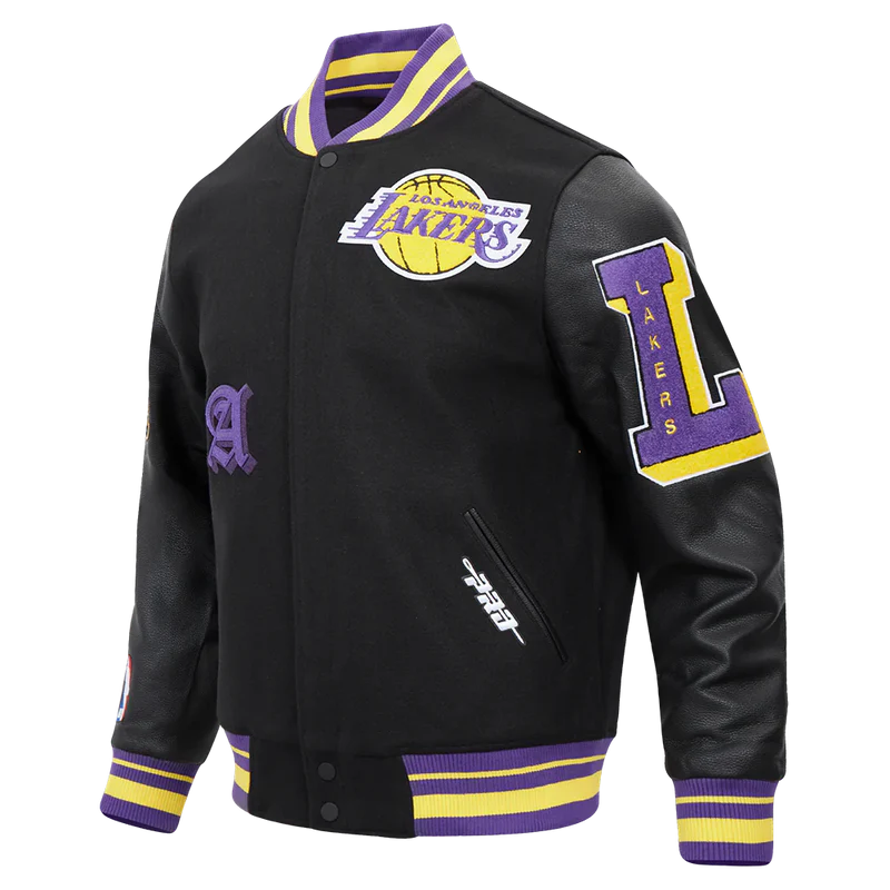 LOS ANGELES LAKERS OLD ENGLISH RIB WOOL VARSITY JACKET