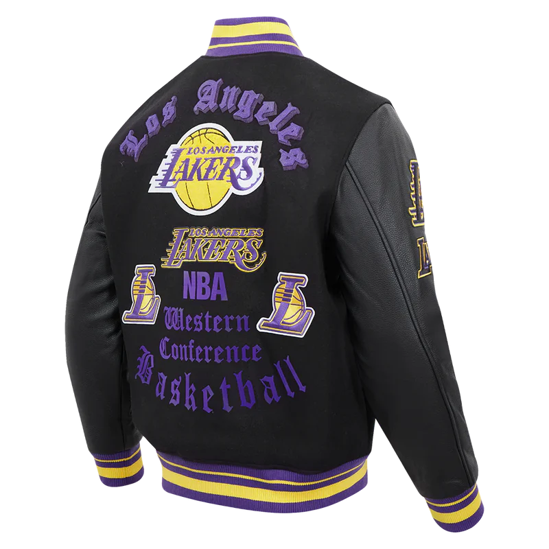 LOS ANGELES LAKERS OLD ENGLISH RIB WOOL VARSITY JACKET