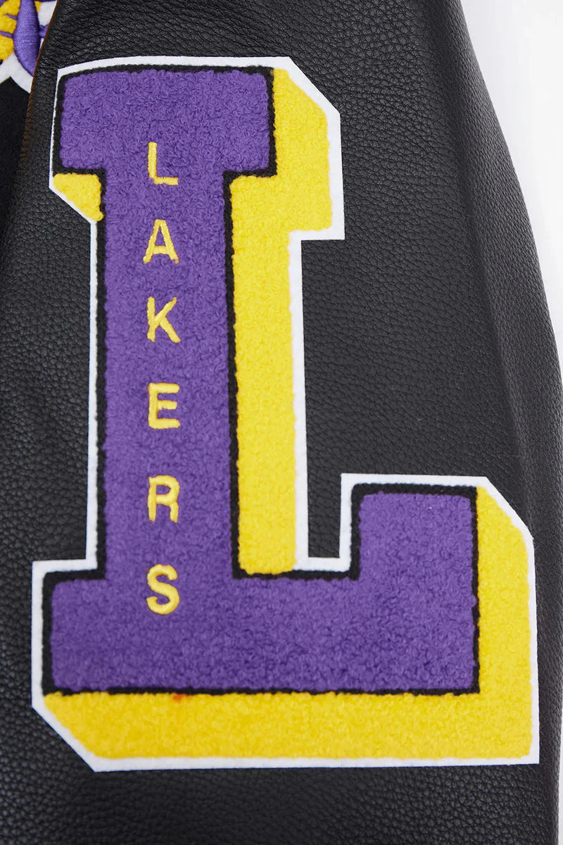 LOS ANGELES LAKERS OLD ENGLISH RIB WOOL VARSITY JACKET