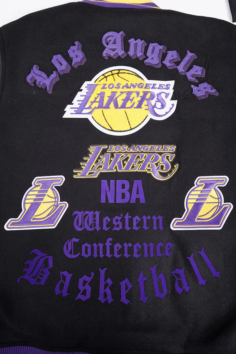 LOS ANGELES LAKERS OLD ENGLISH RIB WOOL VARSITY JACKET