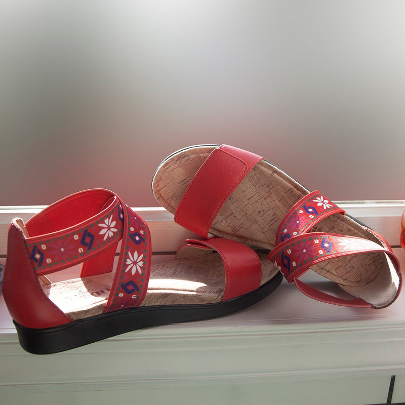Lucia Red Sandal | Alegria Shoes