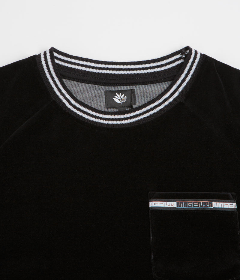 Magenta Velours Pocket T-Shirt in Black