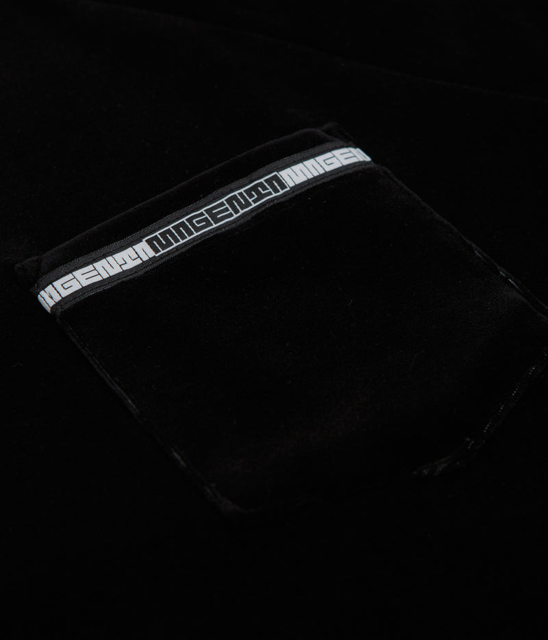 Magenta Velours Pocket T-Shirt in Black