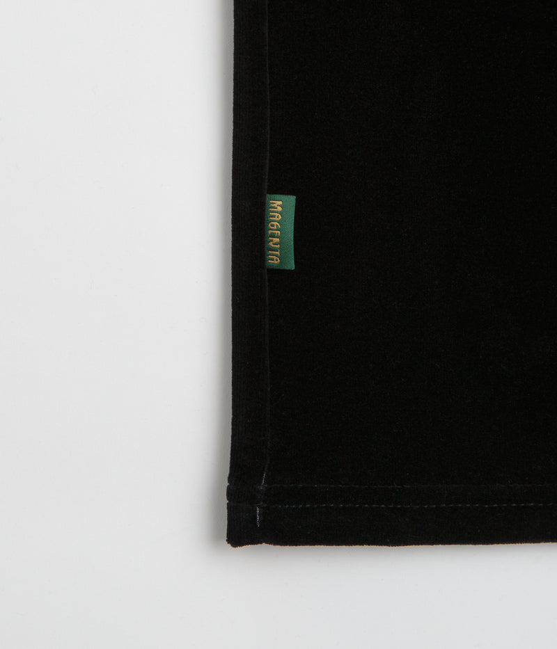 Magenta Velours Pocket T-Shirt in Black