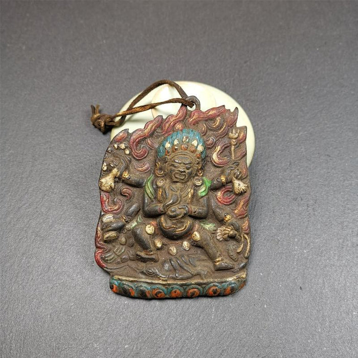 Mahakala Buddha Statue 3.55" - Tibetan Buddhist statue, front view
