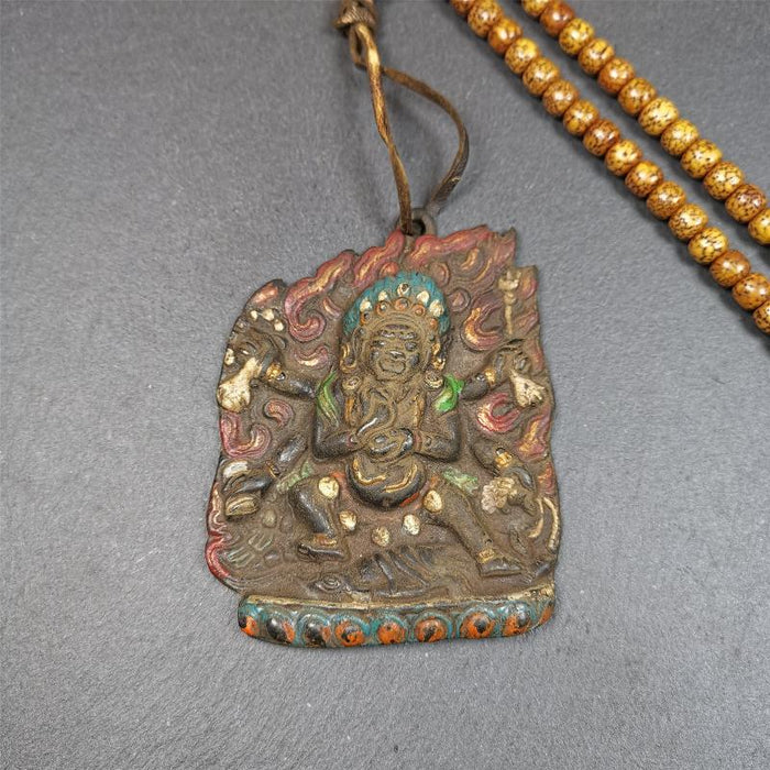 Mahakala Buddha Statue 3.55" - Tibetan Buddhist statue, detailed view
