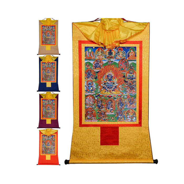 ནག་པོ་ཆེན་པོ། Mahakala - Tibetan thangka painting, front view