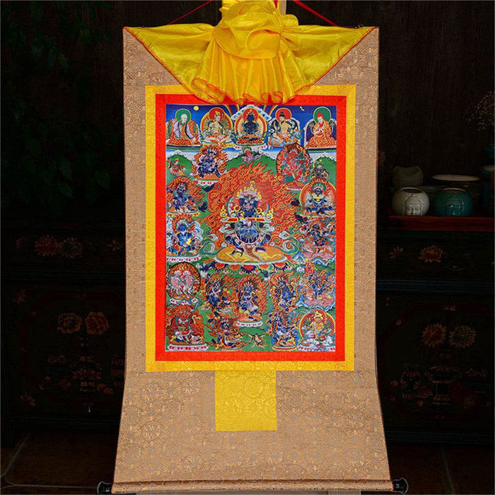 ནག་པོ་ཆེན་པོ། Mahakala - Tibetan thangka painting, view 8