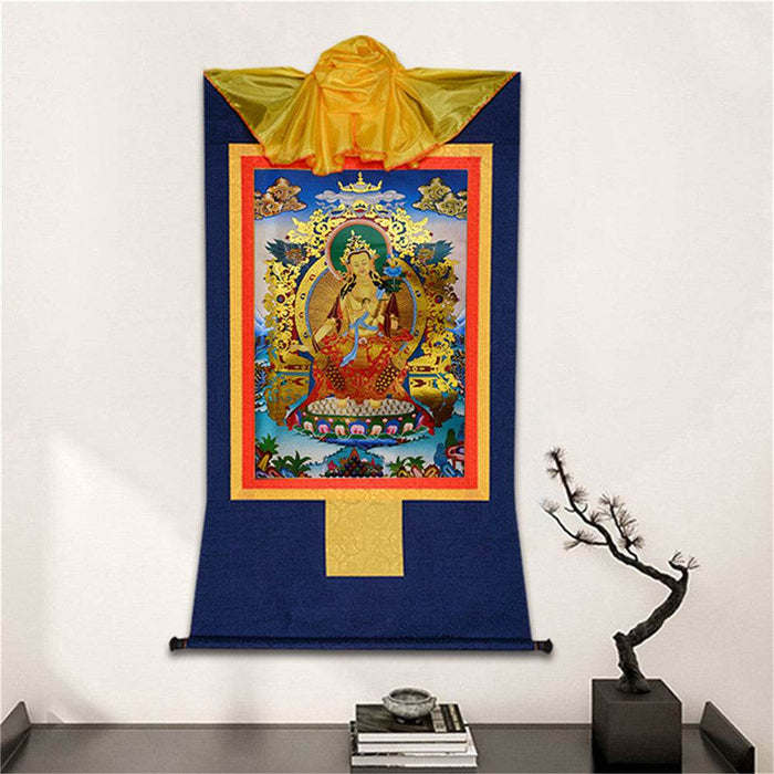 Maitreya Ajita - A Future Buddha of This World - Tibetan thangka painting, detailed view