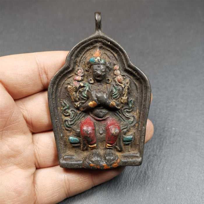 Maitreya, Ajita Statue 2.95" - Tibetan Buddhist statue, view 4