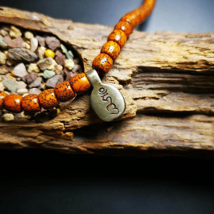Mala Counter Clip - Tibetan Buddhist mala beads, front view