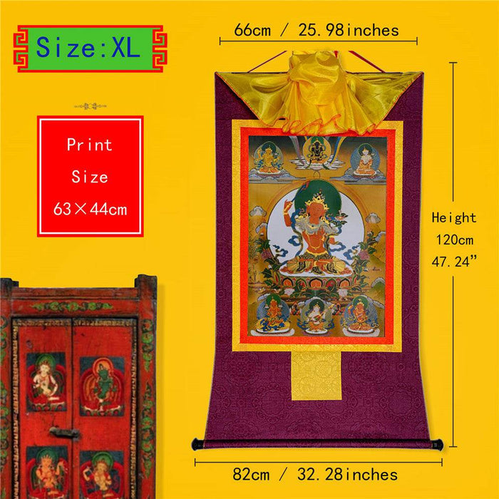 Manjusri -Buddha of Wisdom - Tibetan thangka painting, close-up detail
