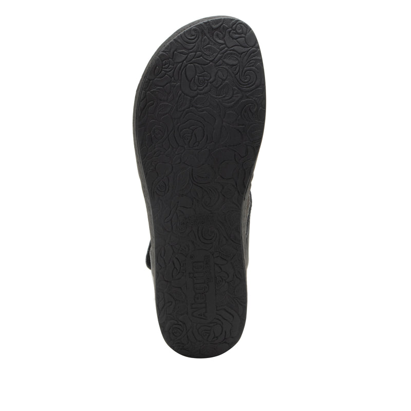 Maryn Coal sandal with adjustable straps on a mini cork wedge rocker outsole- MAR-7406_S5