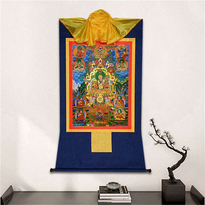 Masters of the Sakya school ,Great Sakyapa - Tibetan thangka painting, detailed view